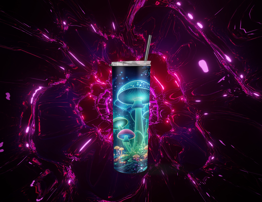 Trippy Psychedelic Mushroom (glow in the dark) - 20oz Skinny Tumbler